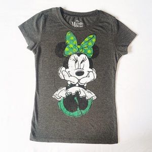 Girl’s Sz XL (14-16) Disney Minnie Mouse St Patty’s Day Shamrock Fitted Tee